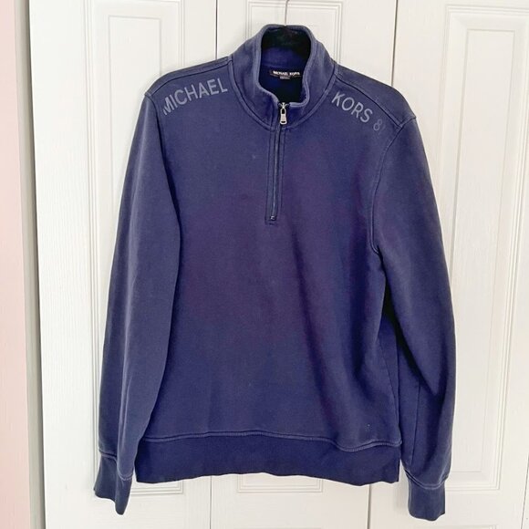 Michael Kors Spell Out Logo Quarter Zip Long Sleeve Fleece Sweatshirt Jacket - Picture 7 of 11